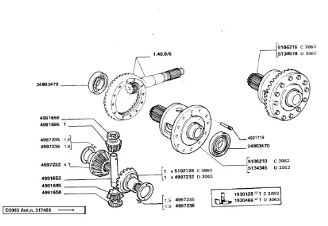 4991652 - Вал шестерен дифф. моста передн. T7/Pm.